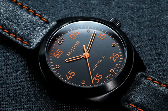 Reloj Automático Swiss Made Minor Heritage Black & Orange - minorwatches.com